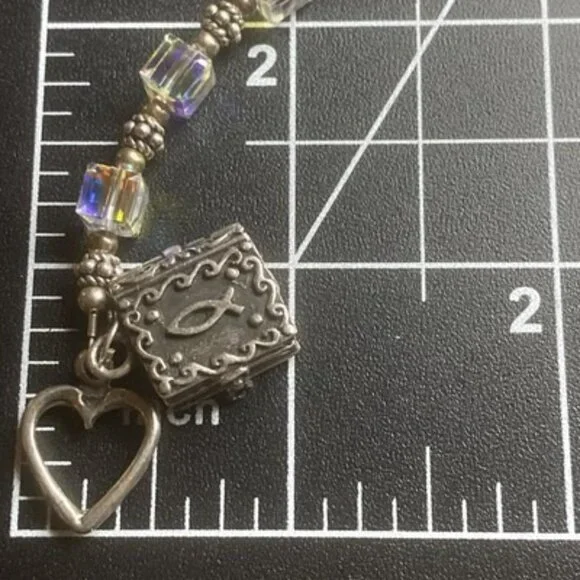 AB Crystal Cube Bracelet Bible Locket Charm Opens Mary Baby Jesus 925 Silver 7.5 - Picture 11 of 11